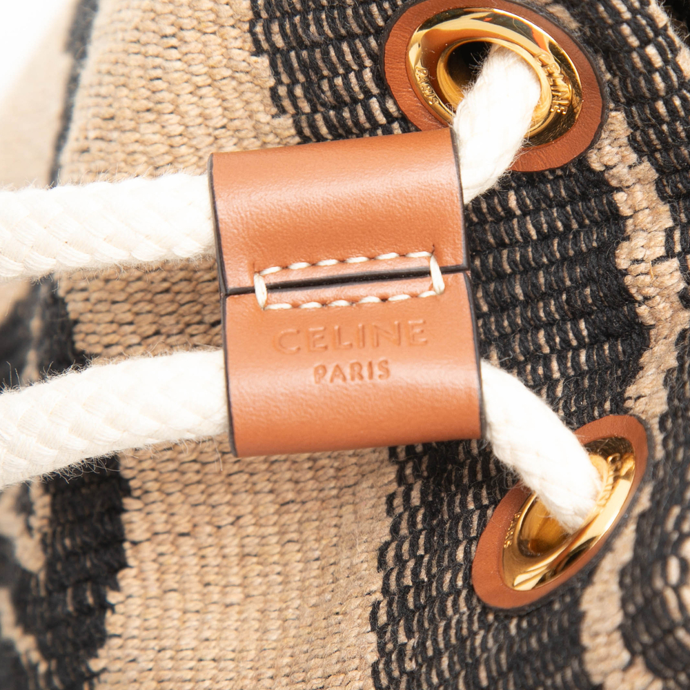 Pre-Loved Celine Small Triomphe Raffia Drawstring Bucket Bag - Picture 6 of 8